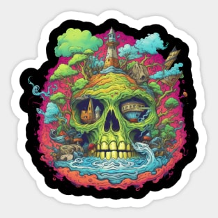 Feeling trippy with this acid skull art Sticker